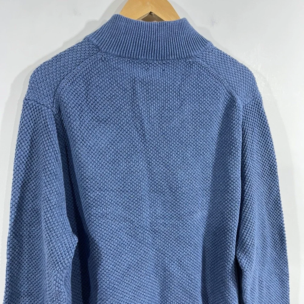 J.Crew Preppy Coastal Nautical Beachy Waffle Knit 1/4 Zip Sweater‎ Mens XL